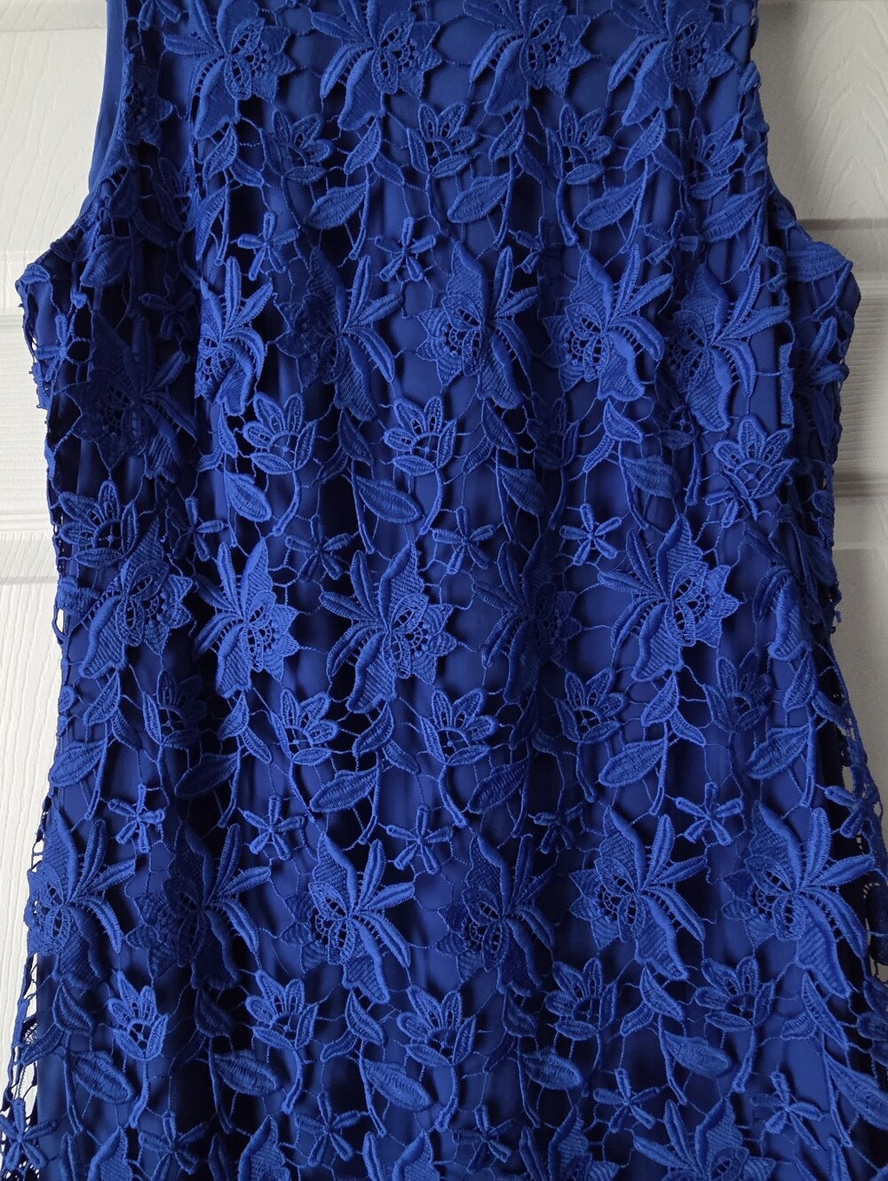 Lauren Ralph Lauren Royal Blue Floral Sleeveless Dress Size 16 - Picture 4 of 14